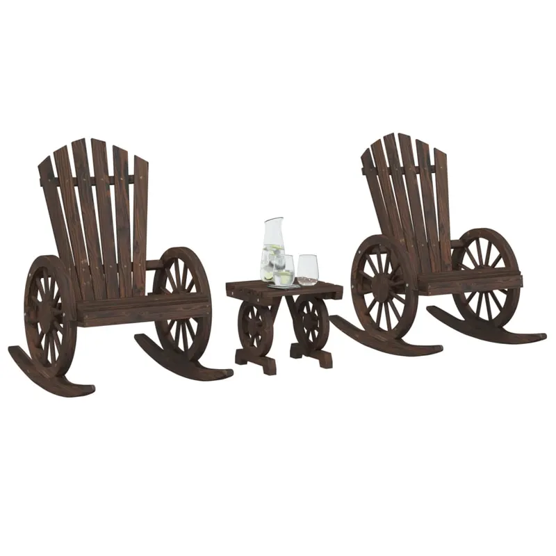 set mobilier de gradina, 3 piese, lemn masiv de brad