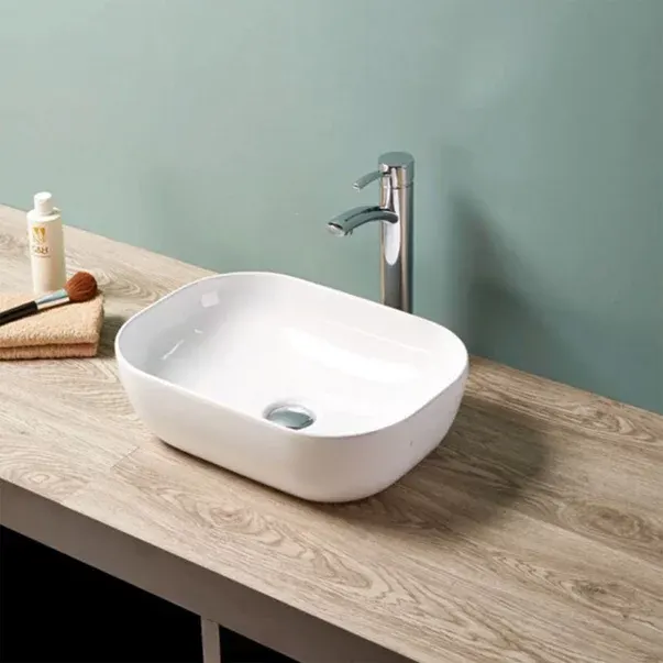 Lavoar pe blat Fluminia Crius White, 32 cm, dreptunghiular, garantie 2 ani, alb
