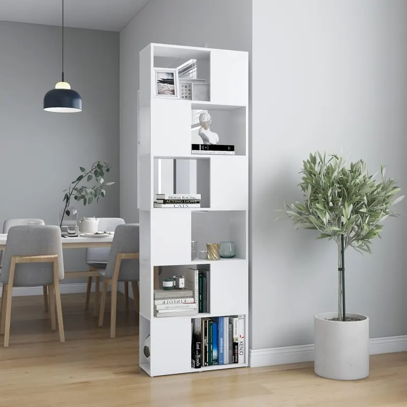 biblioteca/separator camera, alb, 60x24x186 cm