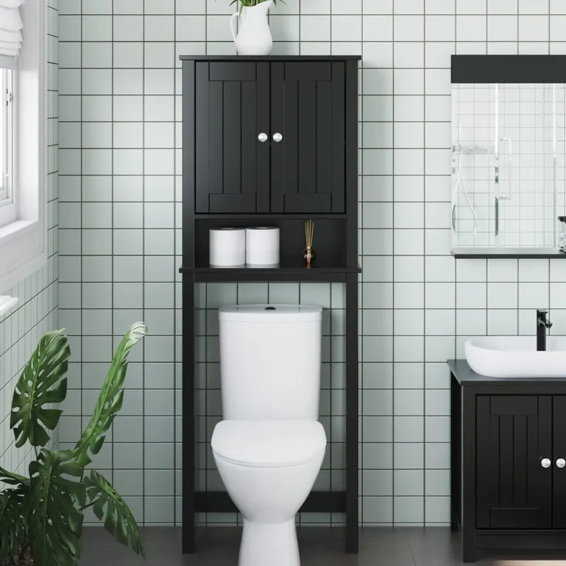 depozitare deasupra toaletei „berg” negru 60x27x164,5 cm lemn