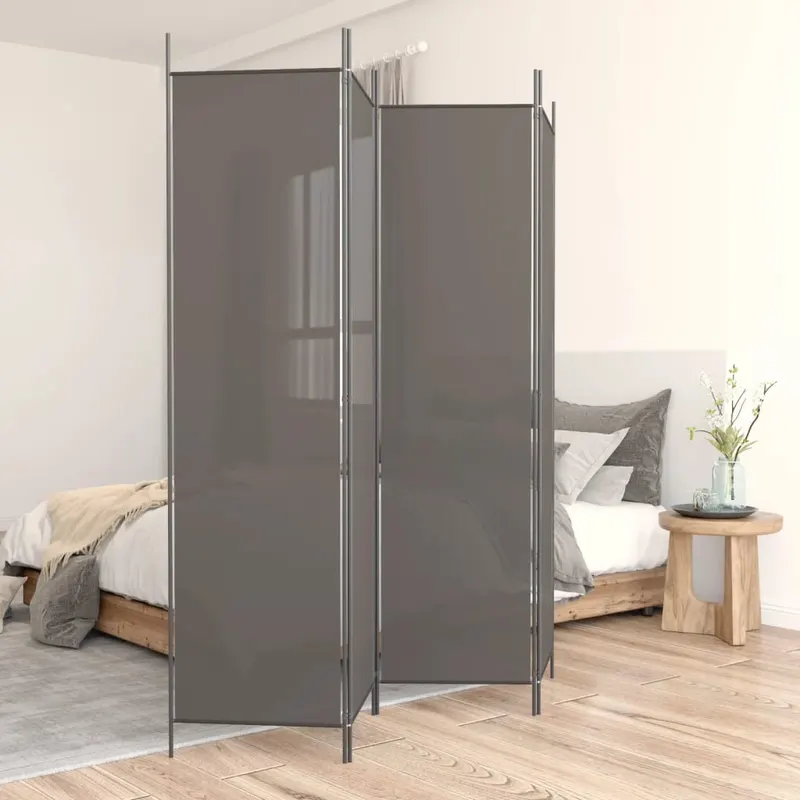paravan de camera cu 4 panouri, antracit, 200x220 cm, textil