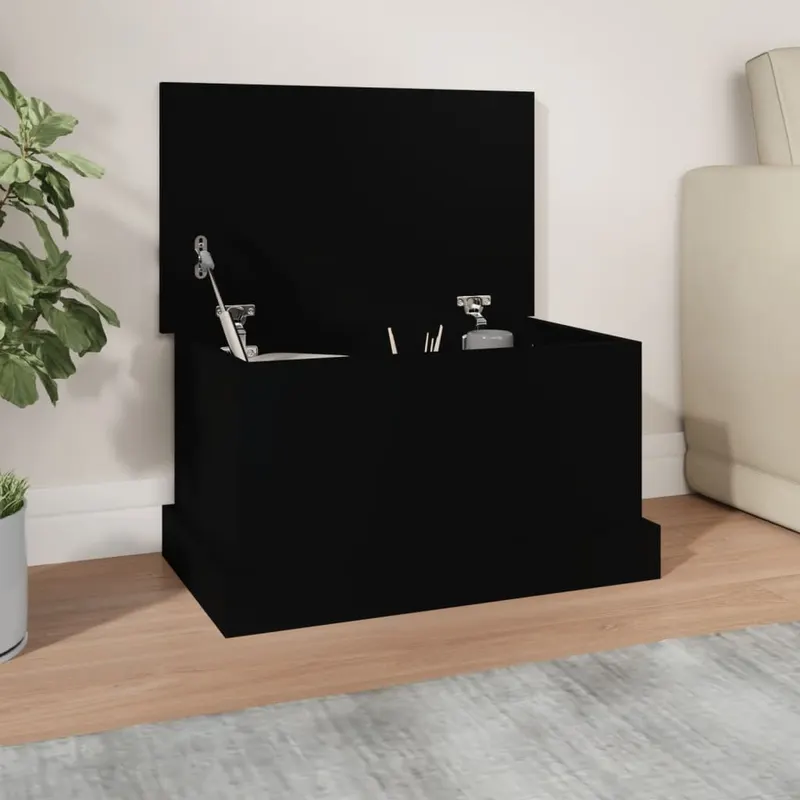 raft de depozitare, negru, 50x30x28 cm, lemn prelucrat