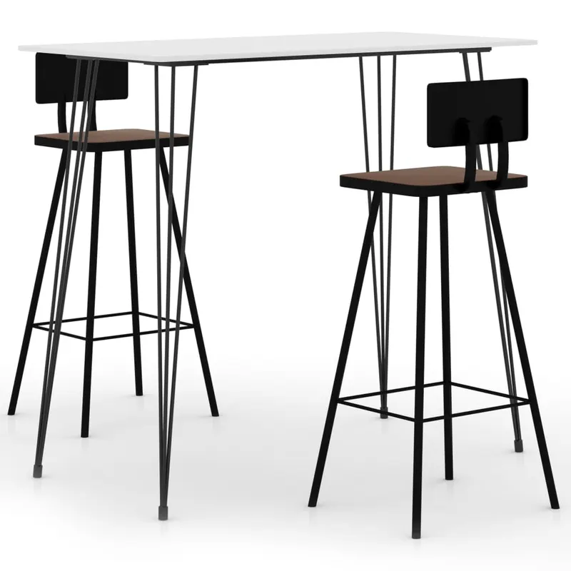 set mobilier de bar, 3 piese, alb