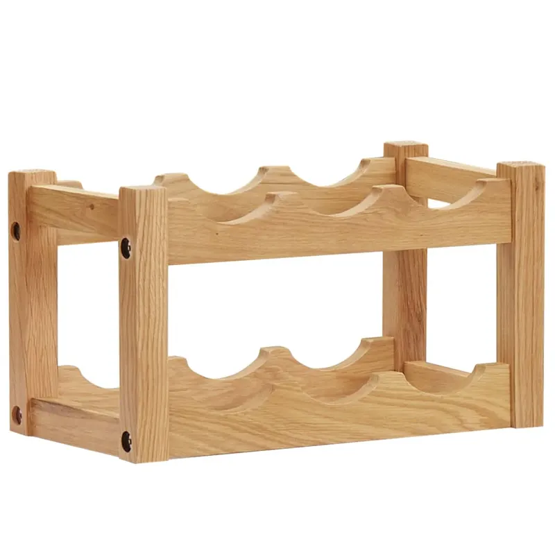 suport 6 sticle de vin, 37 x 21 x 21, lemn masiv de stejar