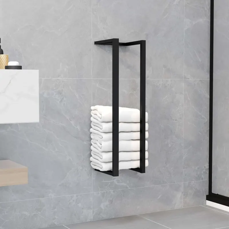 suport de prosoape, negru, 12,5 x 12,5 x 60 cm, fier