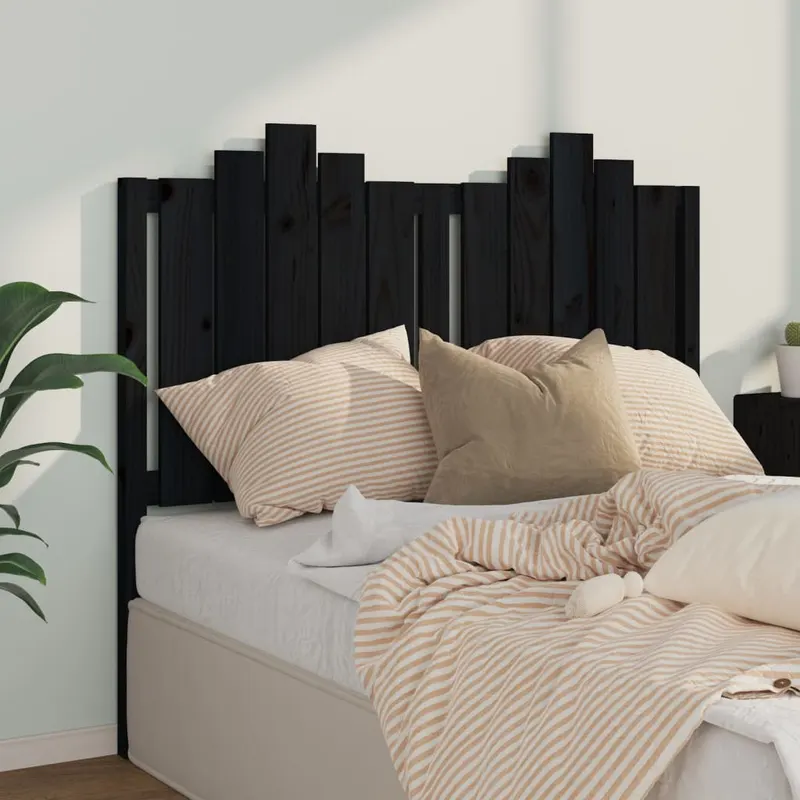 tablie de pat, negru, 126x4x110 cm, lemn masiv de pin