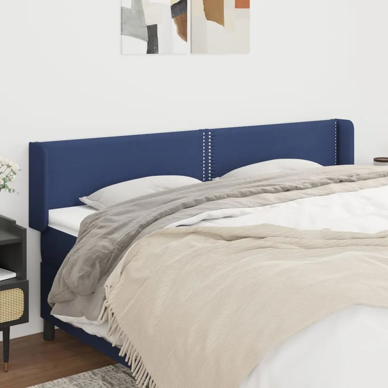 tablie de pat cu aripioare, albastru, 203x16x78/88 cm textil