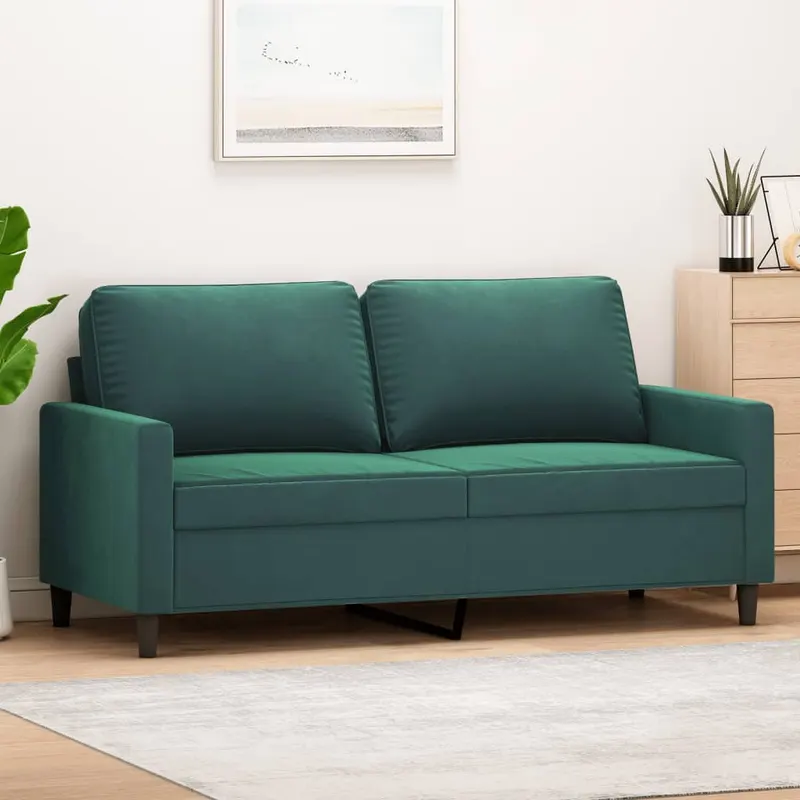 canapea cu 2 locuri, verde inchis, 140 cm, catifea