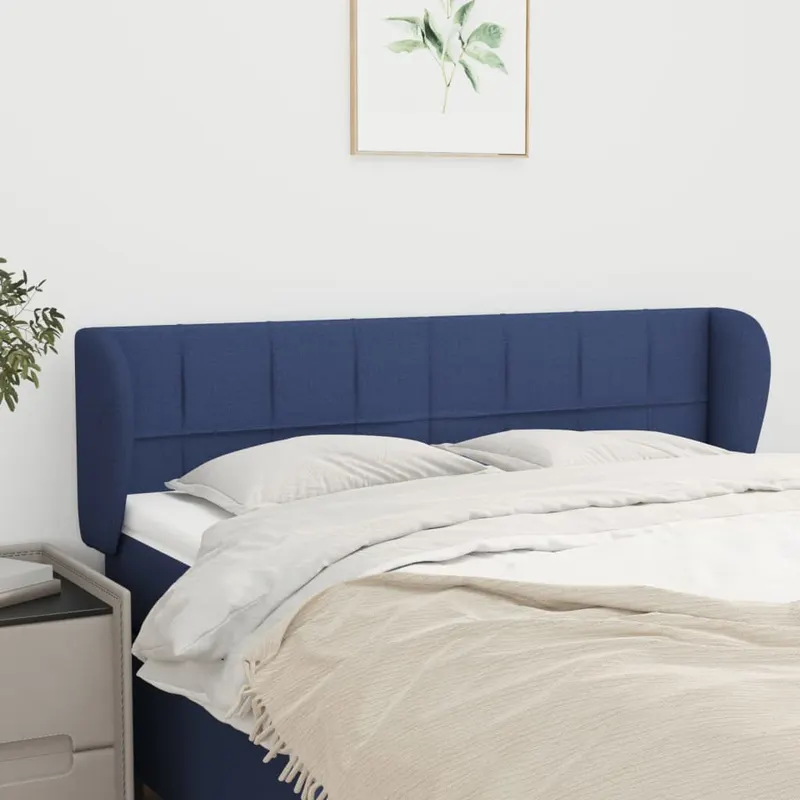 tablie de pat cu aripioare, albastru, 147x23x78/88 cm textil
