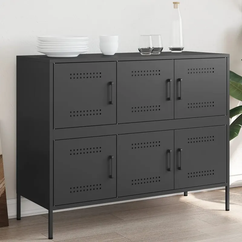 dulap, negru, 100,5x39x79 cm, otel laminat la rece