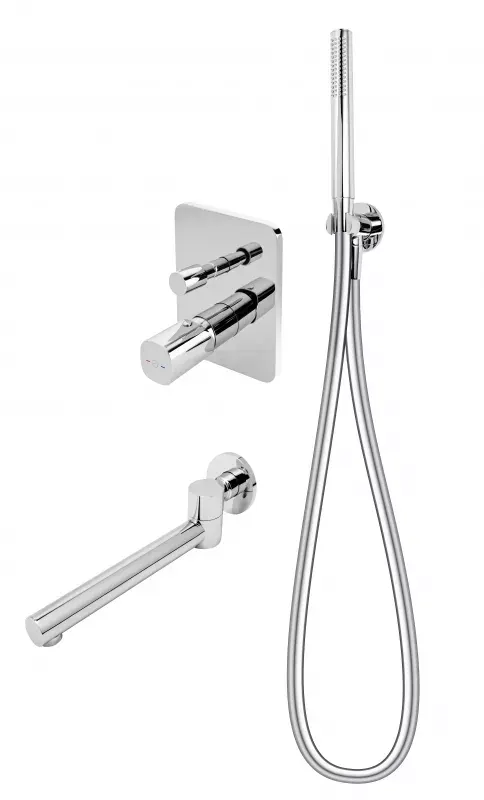 Baterie cada FDesign Meandro FD1-MDR-7PSET1-11, 1 2 , incastrata, diverter, set de dus, 1 pulverizare, crom