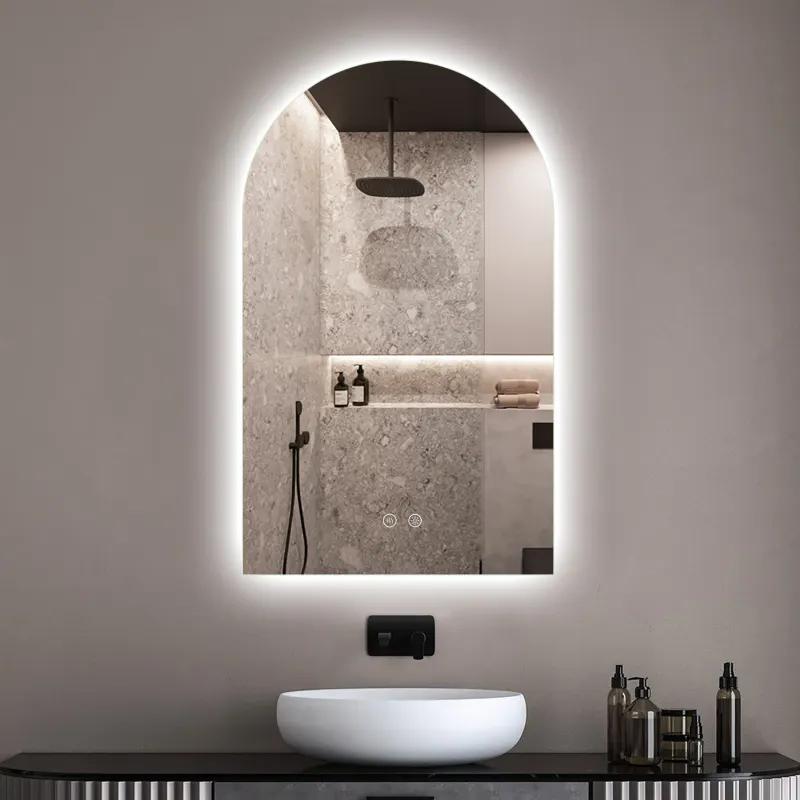 Oglinda LED Fluminia Bilbao, 60x80cm, dezaburire, lumina ambientala, dimmer