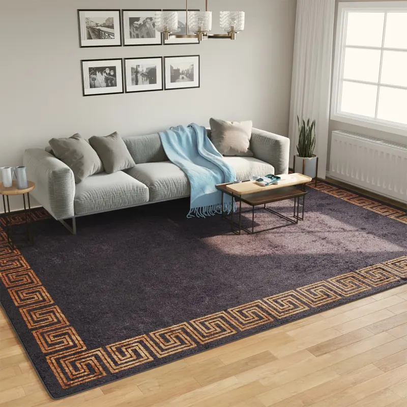 covor lavabil, negru si auriu, 400x300 cm