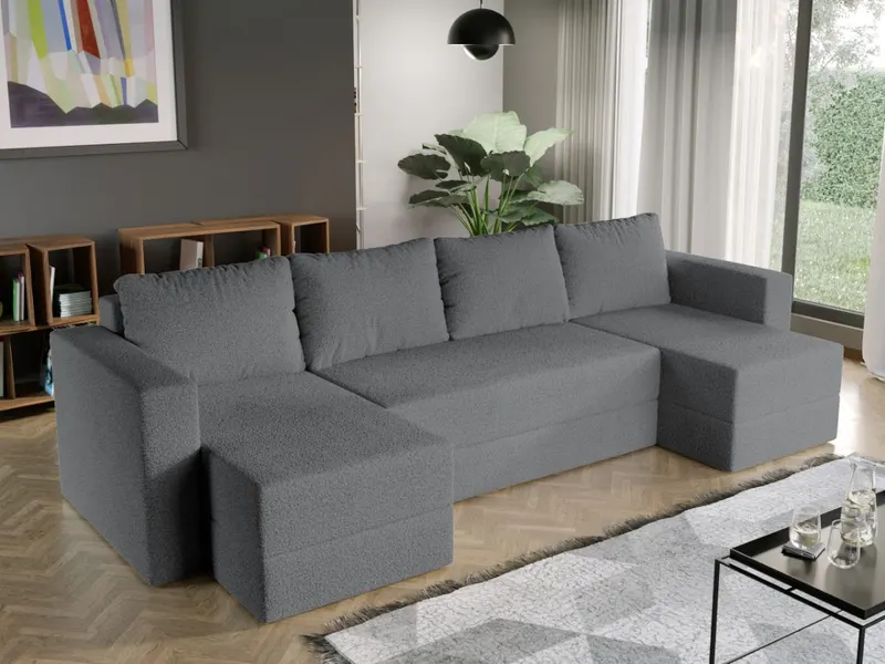 Coltar U Extensibil Alfa plusat aspect lana gri