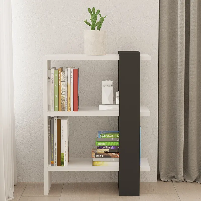 Bibliotecă Funda, Antracit - Alb, 52x25x70 cm - Antracit - Alb