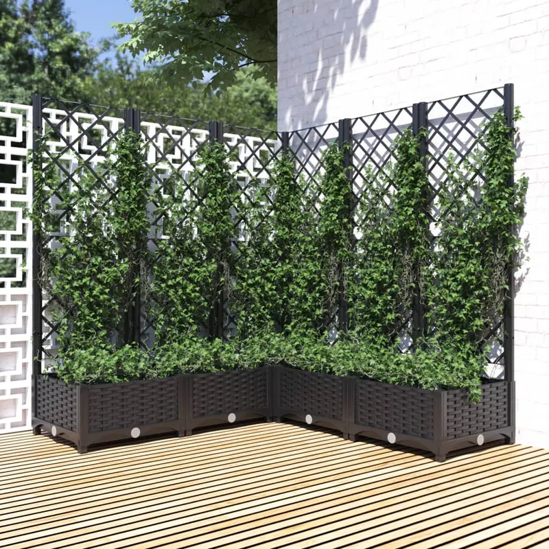 jardiniera de gradina cu spalier, negru, 120x120x121,5 cm, pp