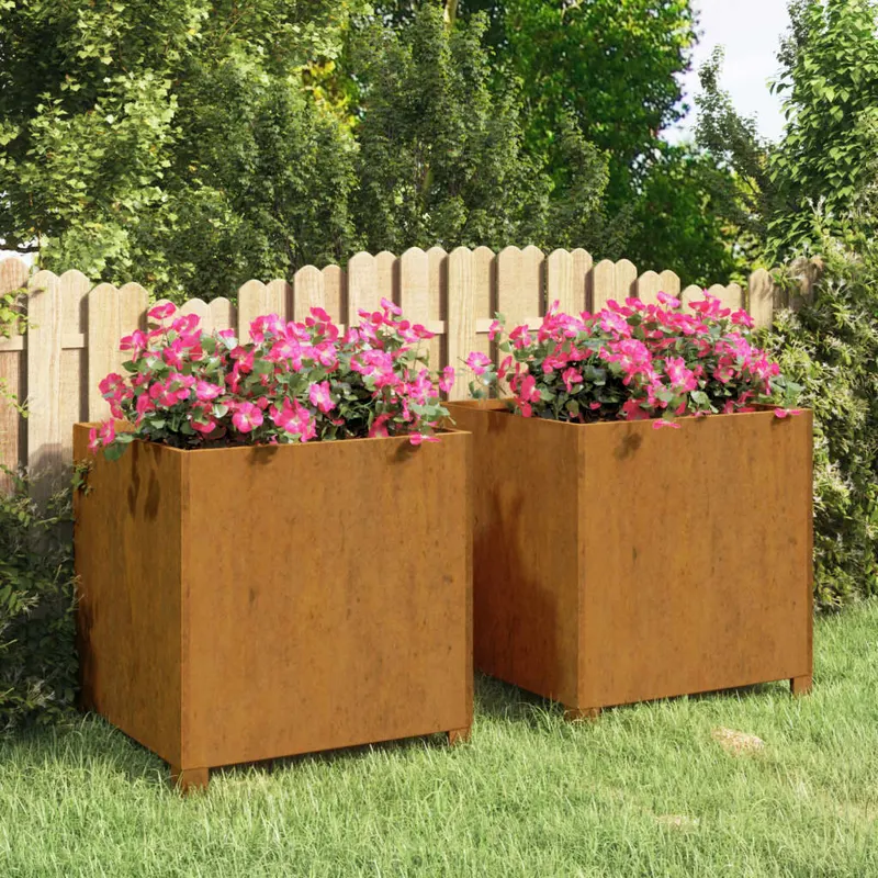jardiniere cu picioare 2 buc. ruginiu 49x47x50 cm otel corten