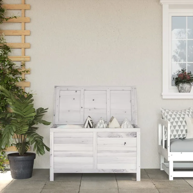 lada depozitare de gradina alb 99x49,5x58,5 cm lemn masiv brad