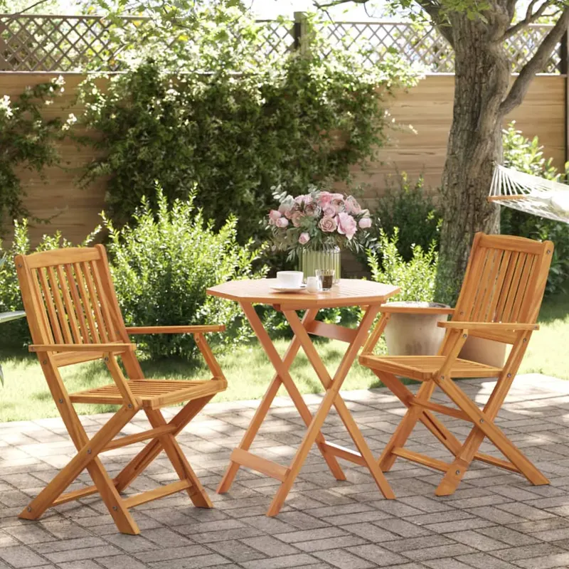 set de bistro pliabil, 3 piese, lemn masiv de acacia
