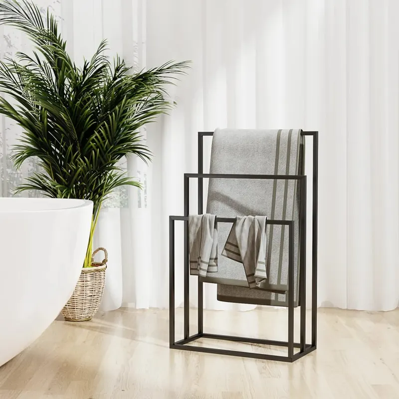 suport de prosoape autonom, negru, 48x24x79 cm, fier
