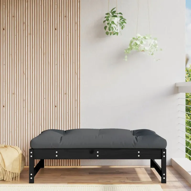taburet de gradina, 120x80 cm, negru, lemn masiv de pin