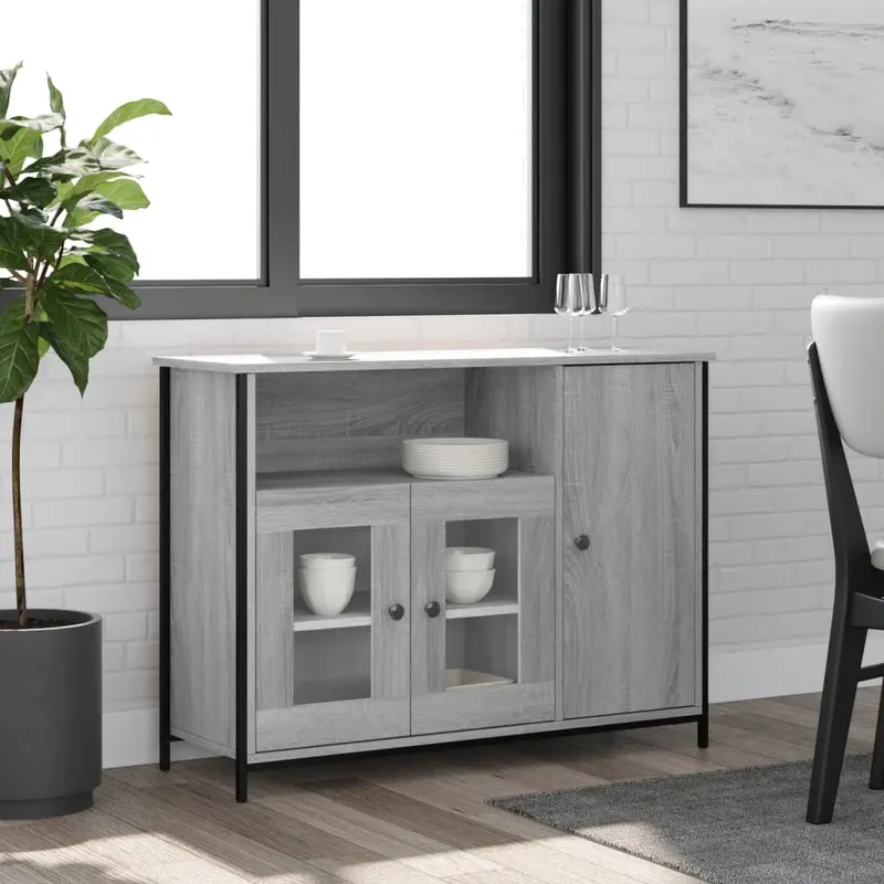 servanta, gri sonoma, 100x35x75 cm, lemn compozit