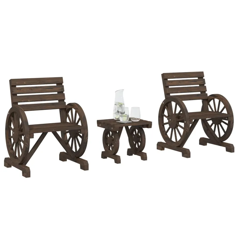 set mobilier de gradina, 3 piese, lemn masiv de brad