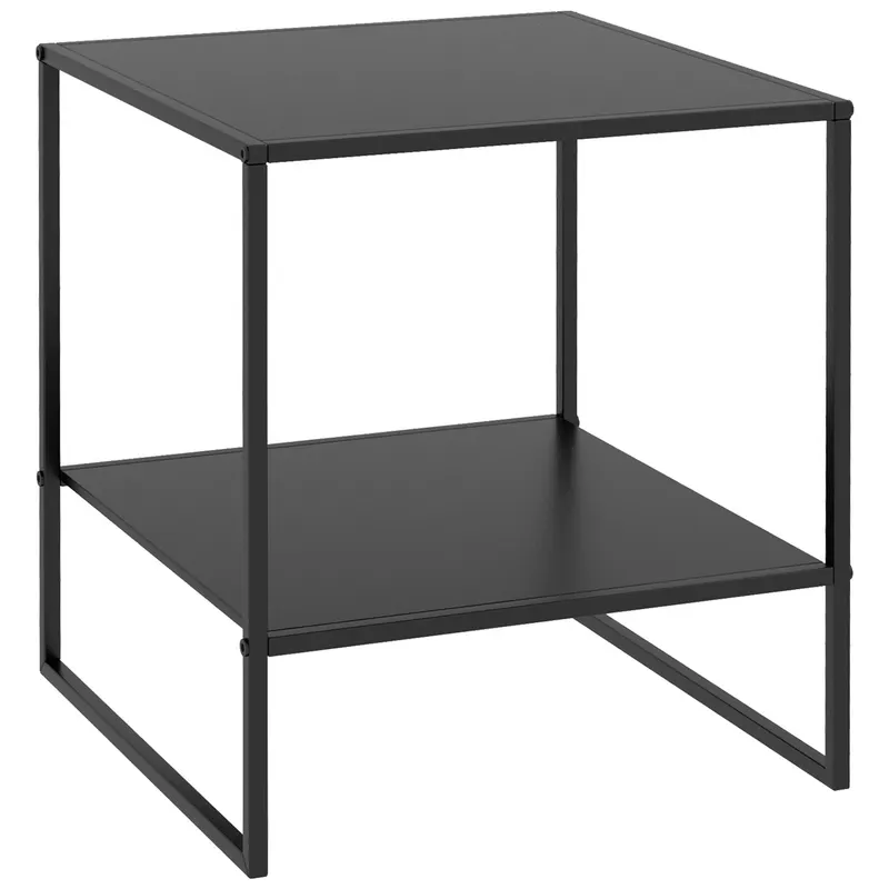 HOMCOM Masa Laterala, Masa de Capat Industriala cu Depozitare pe 2 Nivele, Masa de Efect Clasic cu Cadru din Otel, Negru