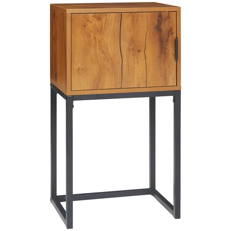 HOMCOM Masa de consolă în design industrial, masă laterală, bufet, 1 dulap, Maro + Negru