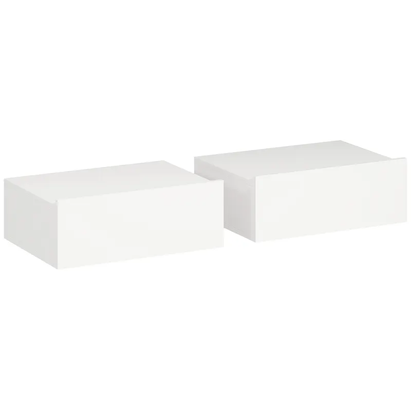 HOMCOM Set de 2 Noptiere Suspendate pentru Dormitor cu Sertar, 40x30x15 cm, Alb