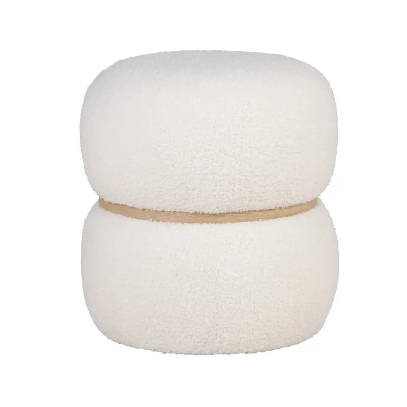 Taburet MILORD WHITE BOUCLE Ø38 CM - Alb