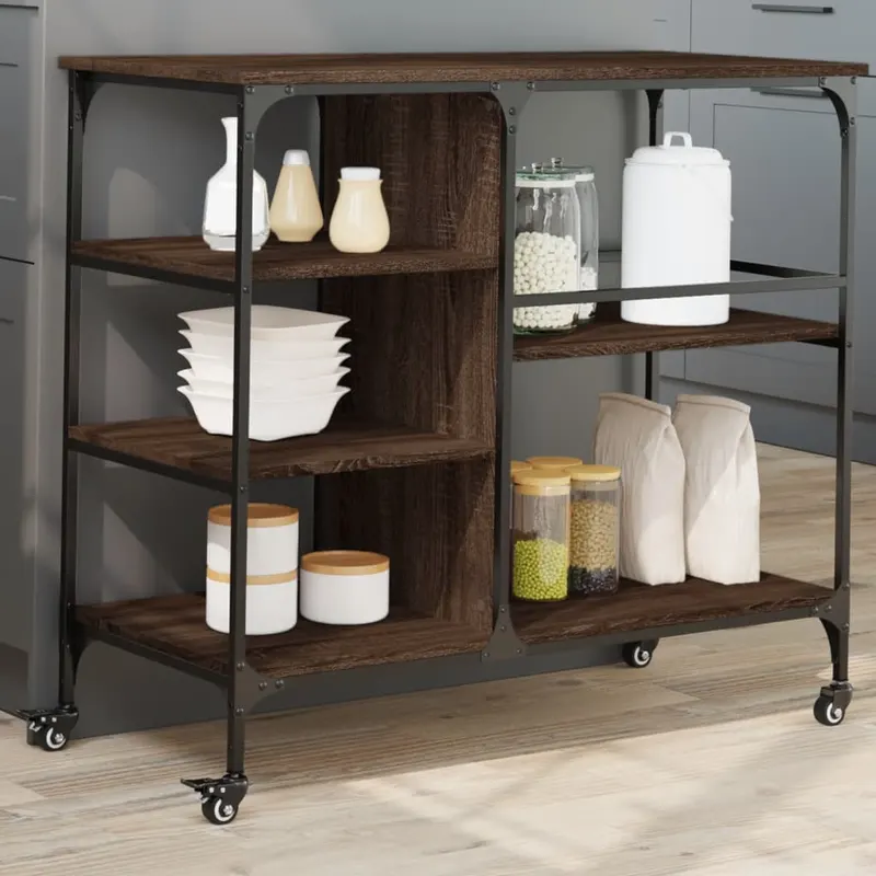 carucior de bucatarie, stejar maro 100x45x89,5cm lemn prelucrat