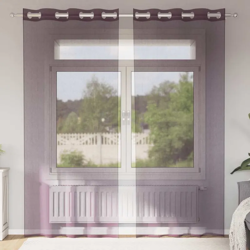 perdele voile cu oelii 2 buc violet 140x225 cm