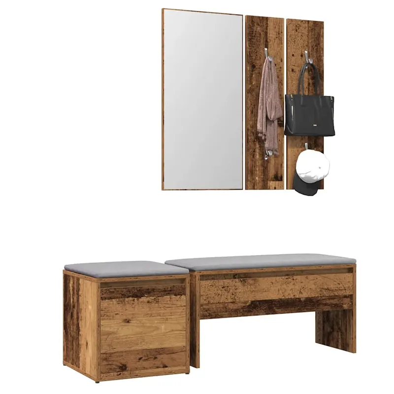 Set de mobilier pentru hol lemn vechi din lemn prelucrat