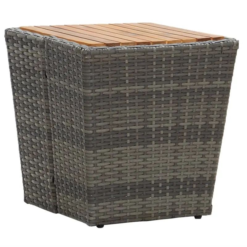masa de ceai gri 41,5x41,5x43 cm poliratan lemn masiv acacia