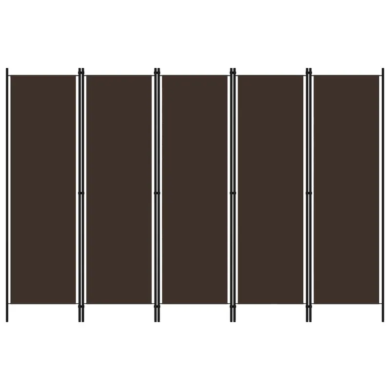 paravan de camera cu 5 panouri, maro, 250 x 180 cm