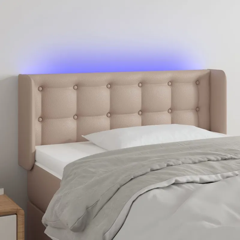 tablie de pat cu led, cappuccino, 93x16x78/88cm piele ecologica