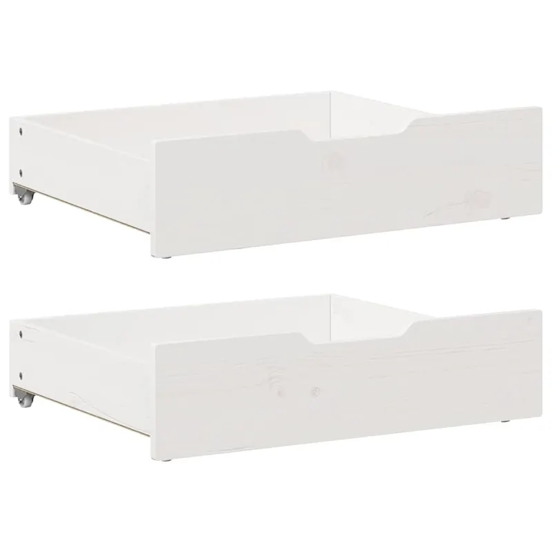sertare de pat, 2 buc., 65x55x16 cm, alb, lemn masiv de pin