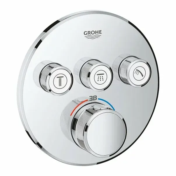 Unitate control Grohe 29121000, 158 mm, 10 mm, 3 iesiri, 2 functii palarie dus, 1 2 dimensiune racord, Crom