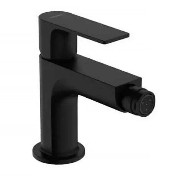 Baterie bideu Hansgrohe Rebris E negru mat cu ventil Pop-Up