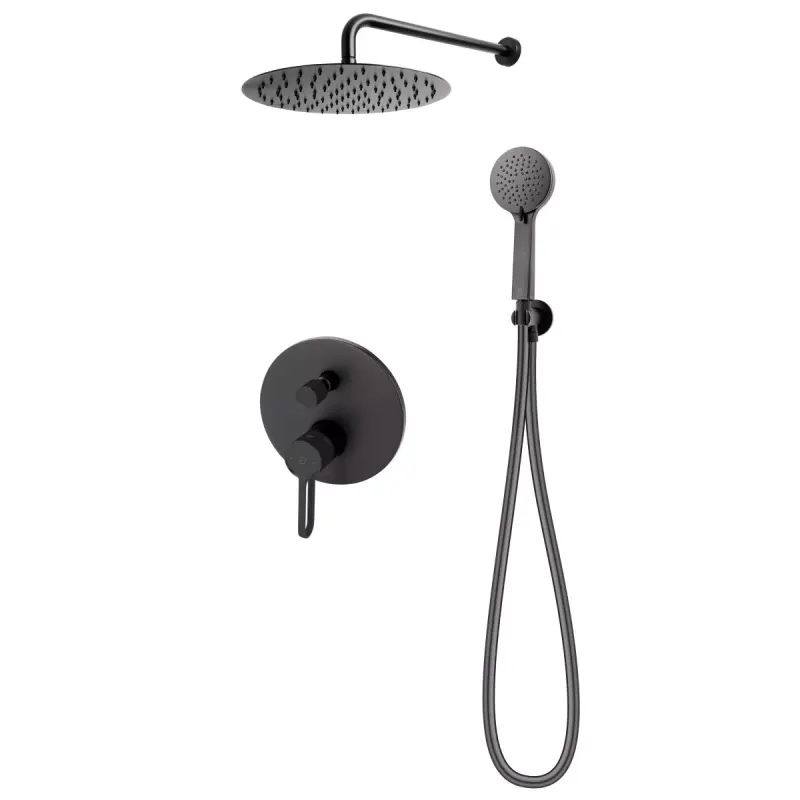 Sistem de dus FDesign Zaffiro, incastrat, 300 mm, 1 functie, mat, negru, FD1-ZFR-7PSET1-22
