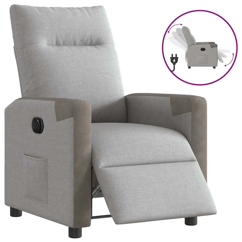 scaun reclinabil electric cloud grey fabric