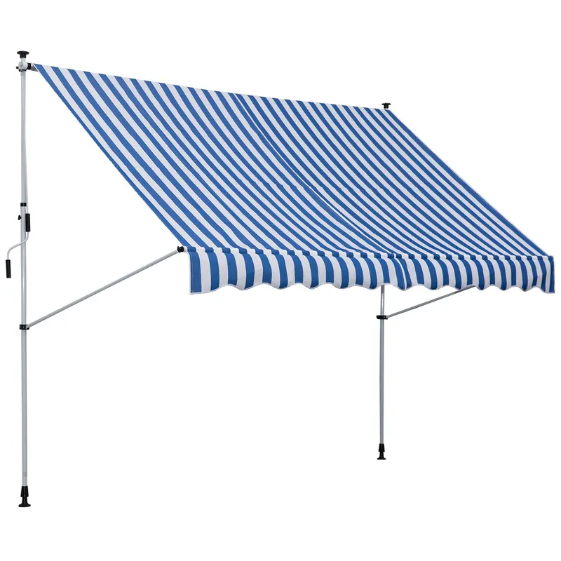 Outsunny Copertina Retractabilă cu Brațe și Manivelă, Rezistentă la Intemperii, Metal și Poliester, 300x150 cm