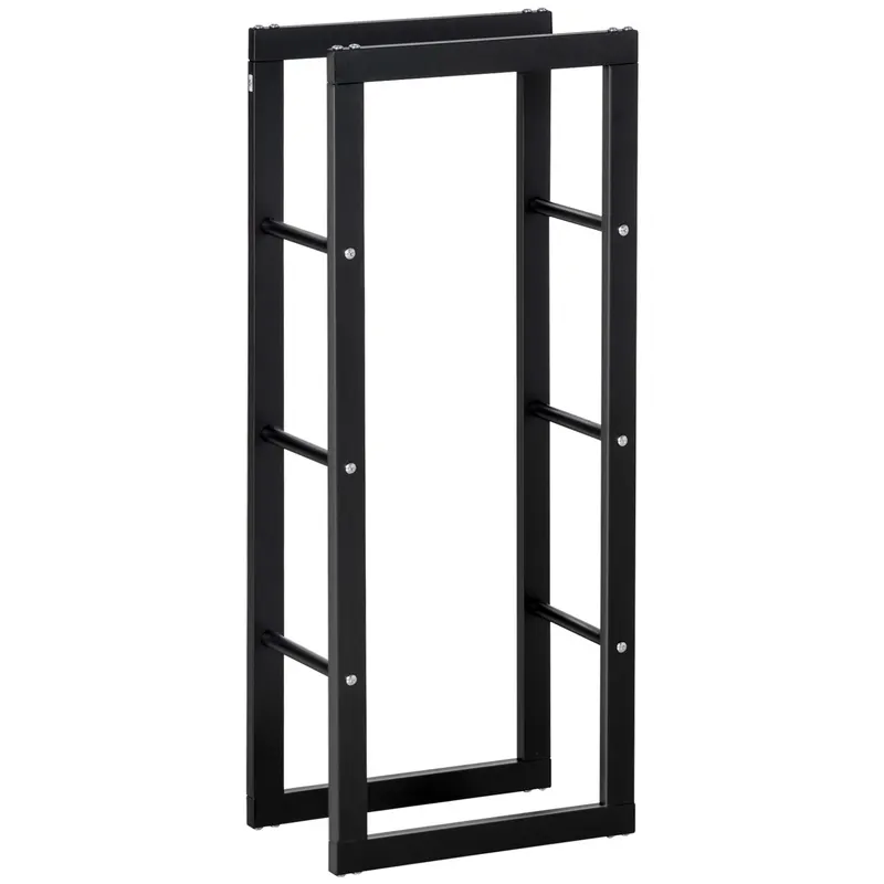 Raft pentru Lemne pentru interior/exterior, din fier, Negru, 40x25x100cm HOMCOM