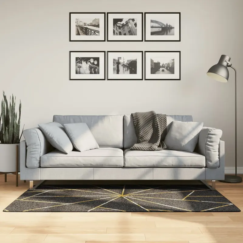 covor lavabil, negru si auriu, 80x150 cm