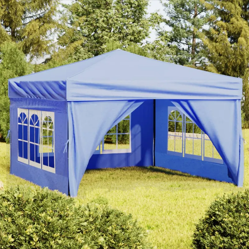 cort pliabil pentru petrecere, pereti laterali, albastru, 3x3 m