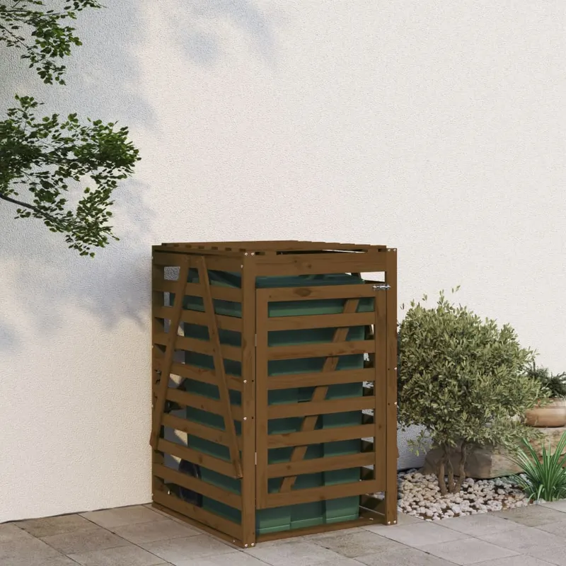 depozitare pubela gunoi, maro, 84x90x128,5 cm lemn masiv de pin
