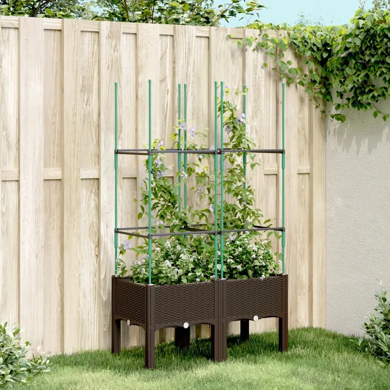 jardiniera de gradina cu spalier, maro, 80x40x142,5 cm, pp