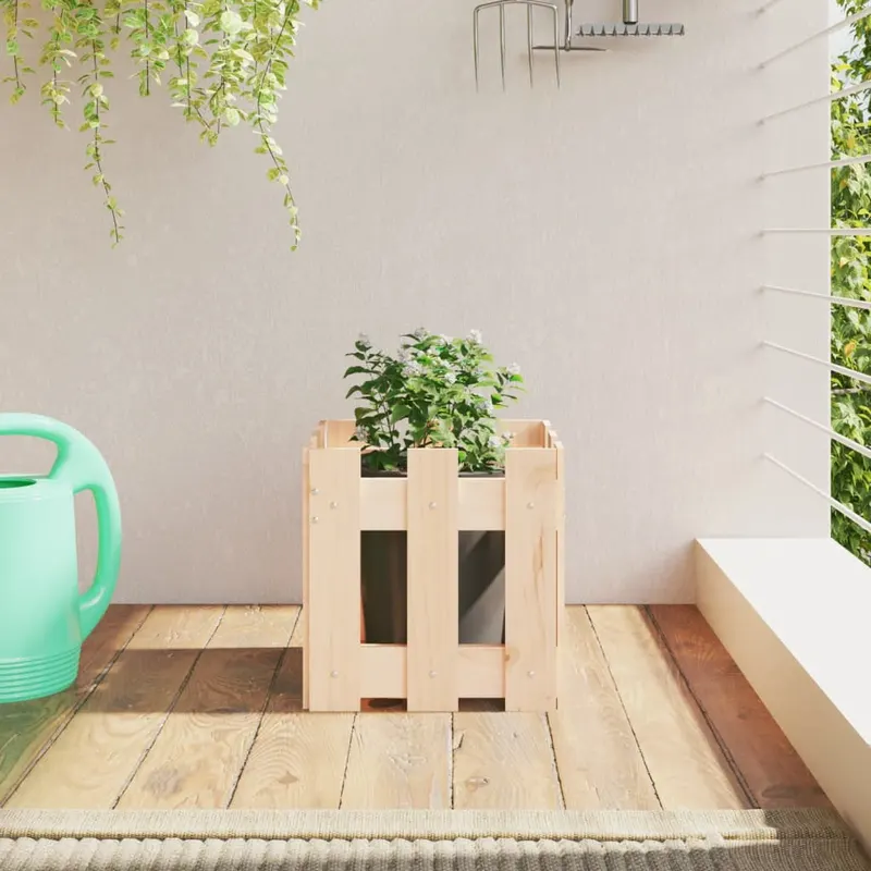jardiniera gradina design gard, 30x30x30 cm, lemn masiv de pin