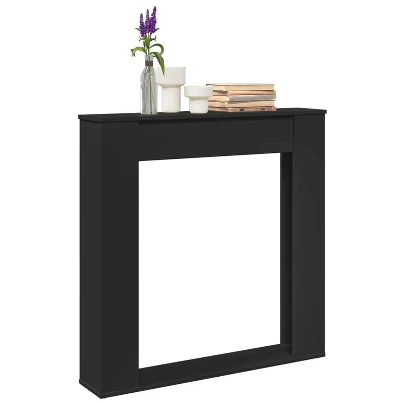 masca de semineu, negru, 100x20x100 cm, lemn prelucrat